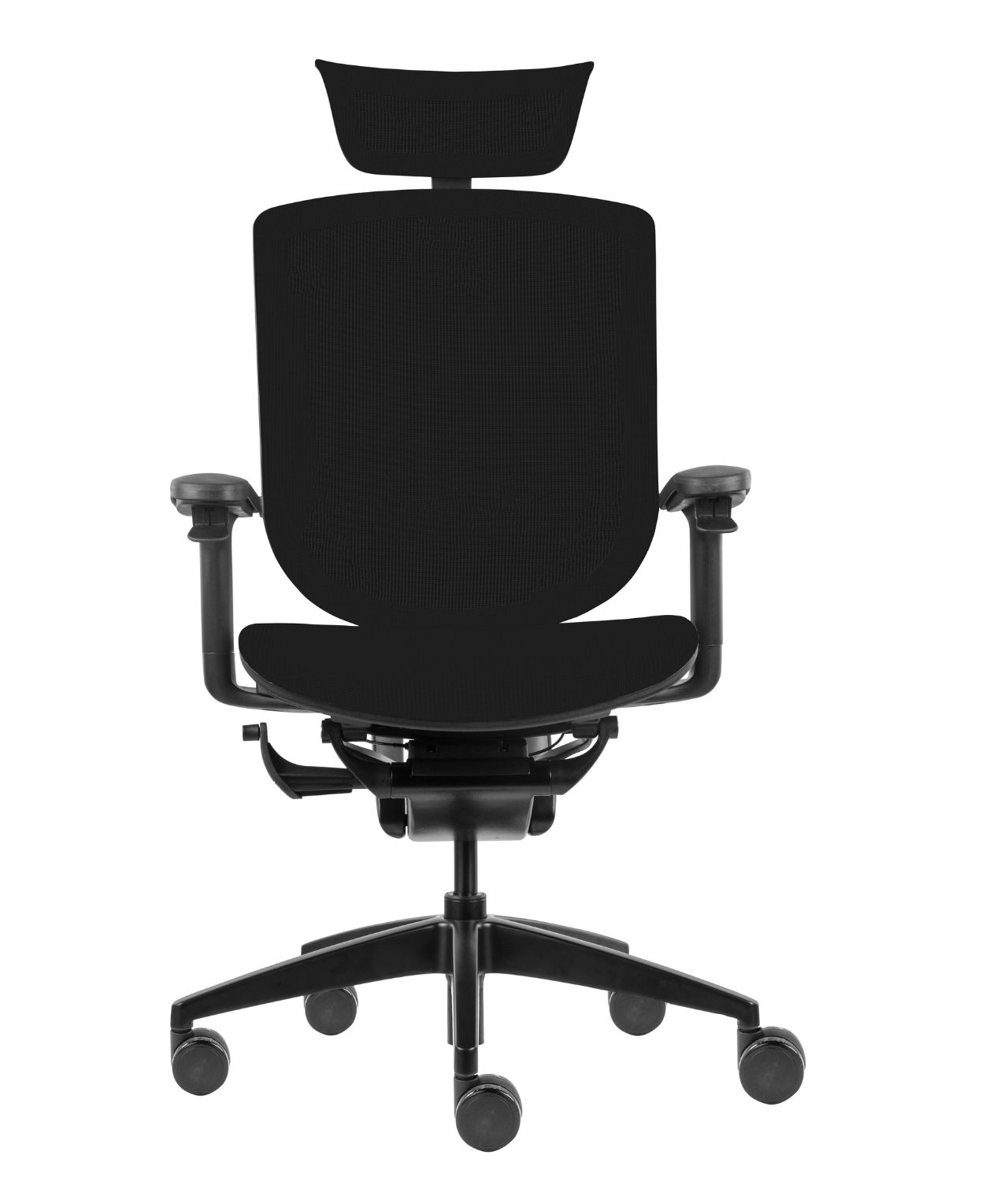 Fotel biurowy ergonomiczny Zhuo Maven - aluminium malowane proszkowo na czarno