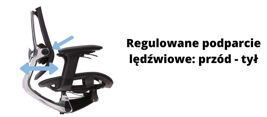 fotel biurowy ergonomiczny Zhuo Maven, regulacja podparcia lędźwiowego