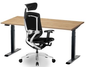 Zestaw do wygodnej pracy 160–182 cm: fotel Maven + biurko elektryczne